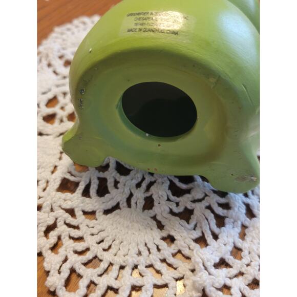 Vintage Greenbrier International Frog Piggy Bank Green Ceramic Whimsical Decor - Picture 6 of 8